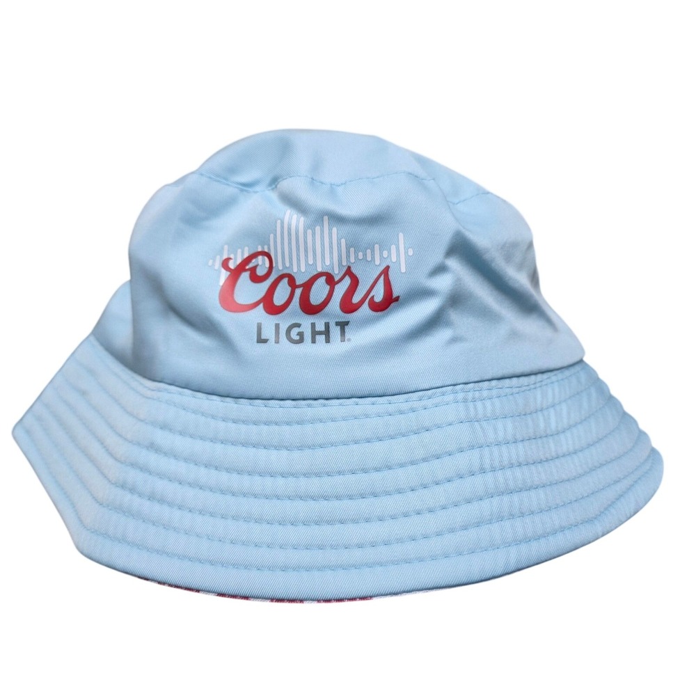 Coors Light Reversible Bucket Hat Blue White Red Logo Summer Beach Festival